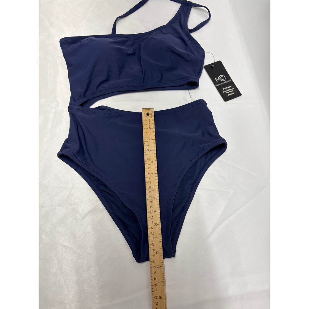 women one shoulder cut- out one piece swimsuit Medium monokini bathing suitNWT - Picture 4 of 8